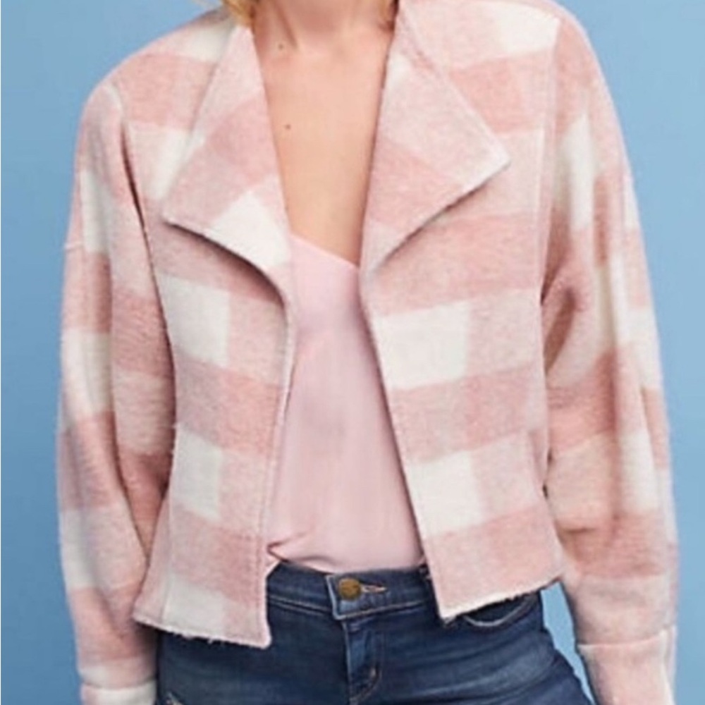 💕Ett:twa by Anthropologie Blush Buffalo Plaid Jacket